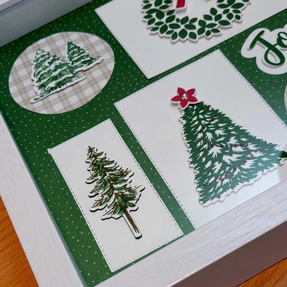 Christmas Tree Shadow Box, Winter Wall Art, Shelf Sitter, Christmas Wreath - Picture 3 of 5